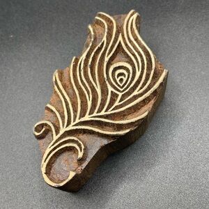 Wooden Peacock Feather Block/Stamp